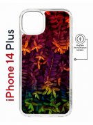 Чехол-накладка iPhone 14 Plus Kruche Magnet Print Neon leaves