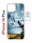 Чехол-накладка Apple iPhone 14 Plus (625965) Kruche PRINT Журавли