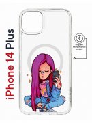 Чехол-накладка Apple iPhone 14 Plus (625965) Kruche PRINT Pink Hair