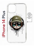 Чехол-накладка Apple iPhone 14 Plus (625965) Kruche PRINT Кот в наушниках