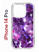 Чехол-накладка iPhone 14 Pro Kruche Print Purple leaves