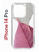 Чехол-накладка Apple iPhone 14 Pro (625958) Kruche PRINT Pink and white