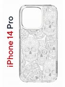 Чехол-накладка  iPhone 14 Pro Kruche Print Skull White