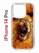 Чехол-накладка Apple iPhone 14 Pro (625958) Kruche PRINT Лев