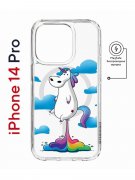 Чехол-накладка iPhone 14 Pro Kruche Magnet Print Flying Unicorn