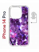 Чехол-накладка iPhone 14 Pro Kruche Magnet Print Purple leaves