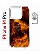 Чехол-накладка iPhone 14 Pro Kruche Magnet Print Конь огонь