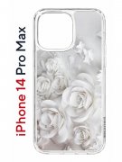 Чехол-накладка iPhone 14 Pro Max Kruche Print White roses