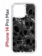 Чехол-накладка Apple iPhone 14 Pro Max (625953) Kruche PRINT Skull gray