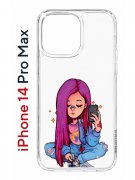 Чехол-накладка iPhone 14 Pro Max Kruche Print Pink Hair