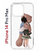 Чехол-накладка iPhone 14 Pro Max Kruche Print Девочка с мишкой