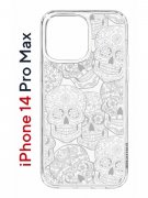 Чехол-накладка iPhone 14 Pro Max Kruche Print Skull White