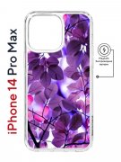 Чехол-накладка iPhone 14 Pro Max Kruche Magnet Print Purple leaves