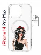 Чехол-накладка iPhone 14 Pro Max Kruche Magnet Print Фэшн леди