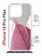 Чехол-накладка iPhone 14 Pro Max Kruche Magrope Print Pink and white