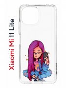 Чехол-накладка Xiaomi Mi 11 Lite (623777) Kruche PRINT Pink Hair