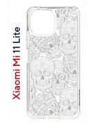 Чехол-накладка Xiaomi Mi 11 Lite/Mi 11 Lite 5G Kruche Print Skull White