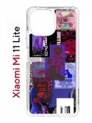 Чехол-накладка Xiaomi Mi 11 Lite/Mi 11 Lite 5G Kruche Print Стикеры Киберпанк