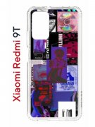 Чехол-накладка Xiaomi Redmi 9T Kruche Print Стикеры Киберпанк
