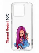 Чехол-накладка Xiaomi Redmi 10C (623779) Kruche PRINT Pink Hair