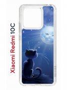 Чехол-накладка Xiaomi Redmi 10C Kruche Print Лунный кот