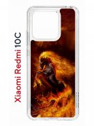 Чехол-накладка Xiaomi Redmi 10C Kruche Print Конь огонь