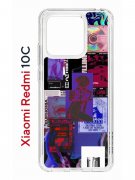 Чехол-накладка Xiaomi Redmi 10C Kruche Print Стикеры Киберпанк