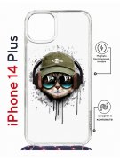 Чехол-накладка Apple iPhone 14 Plus (625962) Kruche PRINT Кот в наушниках