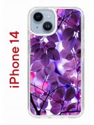 Чехол-накладка iPhone 14 Kruche Print Purple leaves