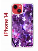 Чехол-накладка iPhone 14 Kruche Print Purple leaves