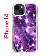 Чехол-накладка iPhone 14 Kruche Print Purple leaves