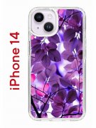 Чехол-накладка iPhone 14 Kruche Print Purple leaves