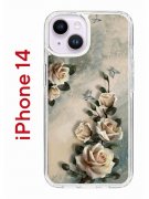 Чехол-накладка iPhone 14 Kruche Print Белые розы