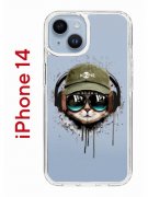 Чехол-накладка Apple iPhone 14  (625957) Kruche PRINT Кот в наушниках