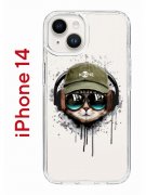 Чехол-накладка Apple iPhone 14  (625957) Kruche PRINT Кот в наушниках