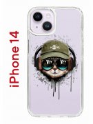 Чехол-накладка Apple iPhone 14  (625957) Kruche PRINT Кот в наушниках