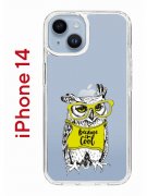 Чехол-накладка iPhone 14 Kruche Print Сова в очках
