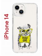 Чехол-накладка iPhone 14 Kruche Print Сова в очках