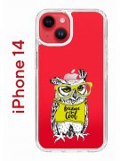 Чехол-накладка iPhone 14 Kruche Print Сова в очках