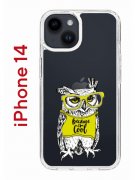 Чехол-накладка iPhone 14 Kruche Print Сова в очках
