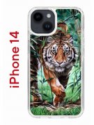 Чехол-накладка iPhone 14 Kruche Print Крадущийся тигр