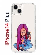 Чехол-накладка Apple iPhone 14 Plus (625954) Kruche PRINT Pink Hair