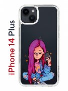 Чехол-накладка Apple iPhone 14 Plus (625954) Kruche PRINT Pink Hair