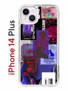 Чехол-накладка iPhone 14 Plus Kruche Print Стикеры Киберпанк