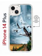 Чехол-накладка  iPhone 14 Plus Kruche Magnet Print Журавли
