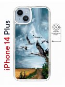 Чехол-накладка  iPhone 14 Plus Kruche Magnet Print Журавли