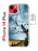 Чехол-накладка  iPhone 14 Plus Kruche Magnet Print Журавли