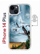 Чехол-накладка  iPhone 14 Plus Kruche Magnet Print Журавли