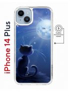 Чехол-накладка iPhone 14 Plus Kruche Print Magnet Лунный кот