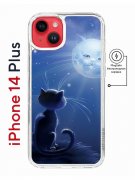 Чехол-накладка iPhone 14 Plus Kruche Print Magnet Лунный кот